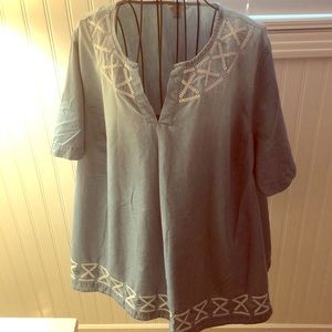 NWOT CATO OMBRÉ LIGHT DENIM TOP 18W